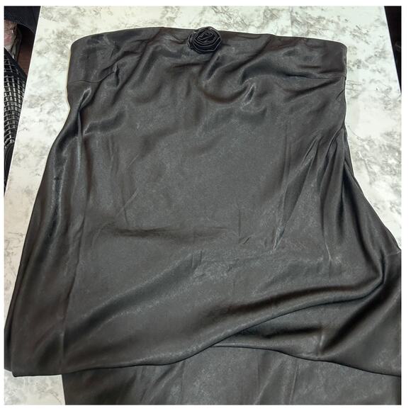 Wild Fable Strapless Maxi Slip Dress XL Blk Satiny Bottom Side Slit Coquette NWT - Picture 5 of 9